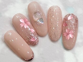 チェリーズネイル(Cherrys Nail)/桜 キラキラネイル 春ネイル