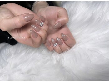 ソフィアアイズ 倉敷店(SOPHIAEYES)/ベージュリボンネイル