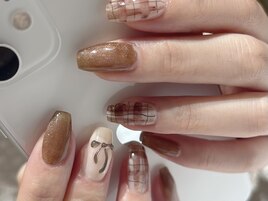 チェックネイル/リボンネイル/