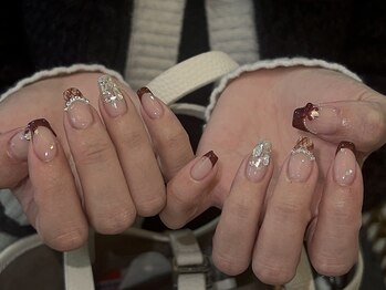 ジェミーネイル シンジュク(Jemiy nail shinjuku)/【Saki】ボルドーチェックリボン