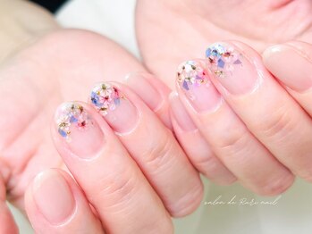 サロンドルリネイル(salon de Ruri nail)/■¥9,500 押し花×シェル