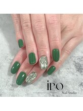 イロ(iro)/グリーン×ミラーネイル