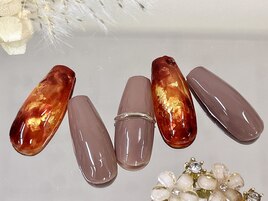 秋冬べっこうミラー定額ネイル