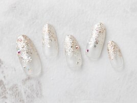 ラメグラベース★雪の結晶ネイル