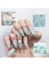Nailsalon Mofume【ワンホン/パラジェル&フィルイン】/ミントレターネイル