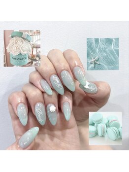 Nailsalon Mofume【ワンホン/パラジェル&フィルイン】/ミントレターネイル