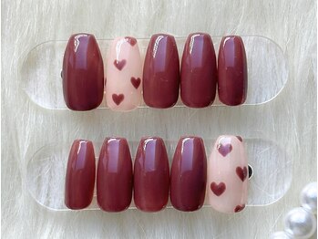 ファストネイル 大阪梅田店(FAST NAIL)/バレンタイン ハート ボルドー