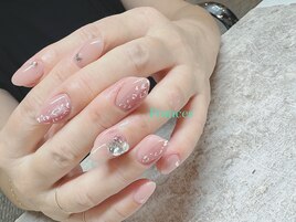 縦グラ×ヒョウ柄ネイル