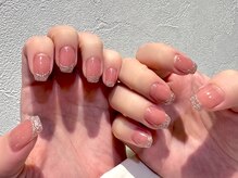 ネイルマジック 仙台一番町店(NAIL MAJIC)/キラキラフレンチショートネイル