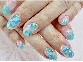 ダブルネイル(Double Nail)/【岡田】さわやかフラワーネイル