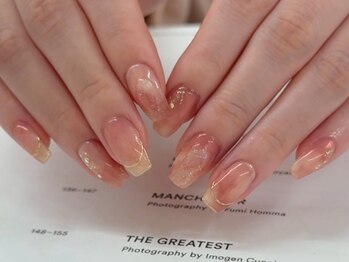 and w/Laque mini/*ニュアンスアレンジ桃ネイル*