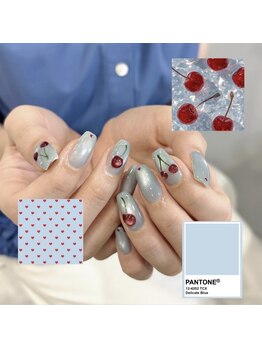 Nailsalon Mofume【ワンホン/パラジェル&フィルイン】/さくらんぼネイル