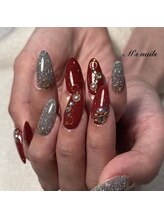 エムズネイル サベージ(M's nails Savage)/赤×シルバー