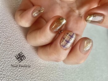 ネイル エミュスト(Nail Emuest)/チェックネイル/Mai