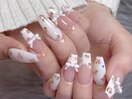 手描き薔薇フレンチネイル