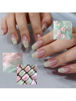 Nailsalon Mofume【ワンホン/パラジェル&フィルイン】/ハーフフレンチネイル
