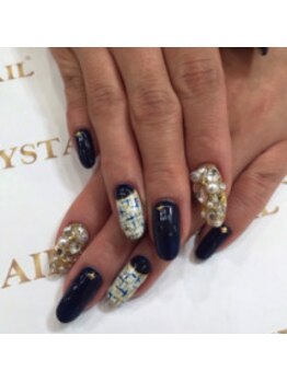 クリスタルネイル ボンベルタ橘店(CRYSTAL NAIL)/ワンカラー×ツイード