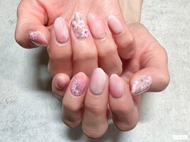 【ハンド】タイダイ×手描き花柄