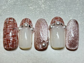 マグネット ツイード ピンク