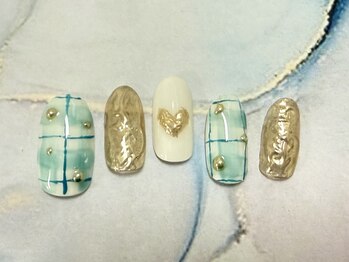 キャンアイドレッシー 三鷹ネイルサロン/チェック×ハート【定額A】