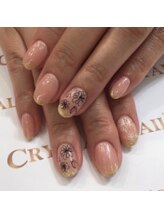 クリスタルネイル ボンベルタ橘店(CRYSTAL NAIL)/ワンカラー×フラワー