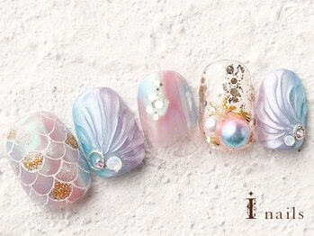 アイネイルズ 横浜WEST店(I-nails)/マーメイドオーロラ　11500円