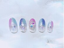 ハスノハ(hasu-noHa)/縦グラデのキラキラドームネイル