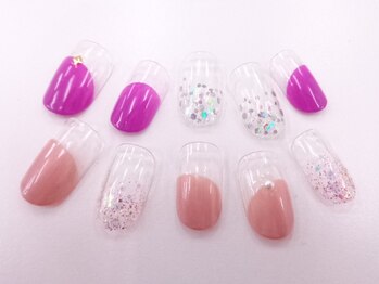 ネイルサロンクイール 宇都宮店(NAIL SALON QUILL)/変形フレンチ+ラメグラデ