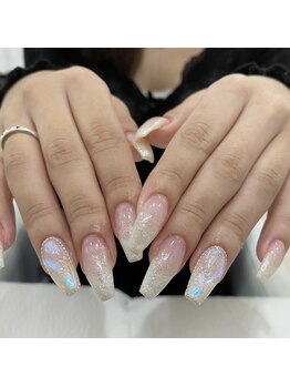 アンダーバーホワイト 大阪上本町店(_WHITE)/オーロラ埋め尽くしネイル