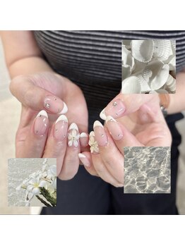Nailsalon Mofume【ワンホン/パラジェル&フィルイン】/プルメリアフレンチネイル