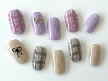 ネイルサロン クイール 小山店(NAIL SALON QUILL)/韓国っぽチェック×リボン