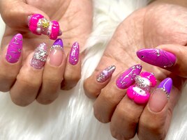 Pink×lip nail