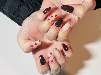 バレンタインネイル