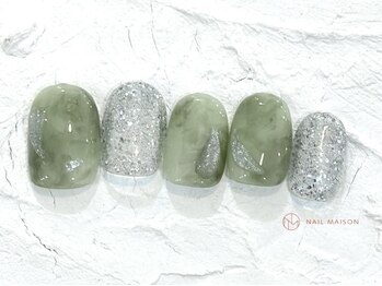 ネイルメゾン 池袋店(NAIL MAISON)/もやもやキラキラネイル¥5800
