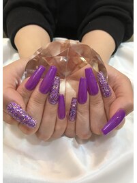 パープル系ワンカラーネイル