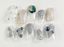 クレモアネイル 池袋西口店(CLEMORE NAIL)/シルバーちぐはぐネイル