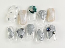 シルバーちぐはぐネイル