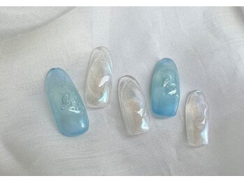 スピードネイル アンド アイ 宮交シティ店/#87 【バブルネイル×オーロラ】