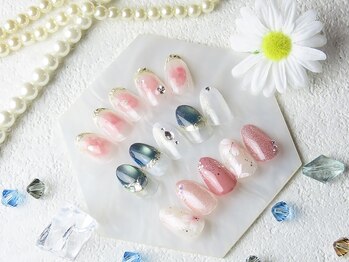 ピッピ 白金台店(peep PEEP)の写真/【プレミアムコース¥9980/贅沢マンスリープラチナコース¥12480】心ときめく春ネイルで指先を大人上品に♪