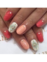 クリスタルネイル ボンベルタ橘店(CRYSTAL NAIL)/ガーリーネイル