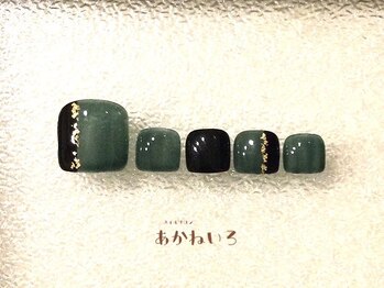 ネイルサロン あかねいろ/秋冬フット　和風カラー金箔