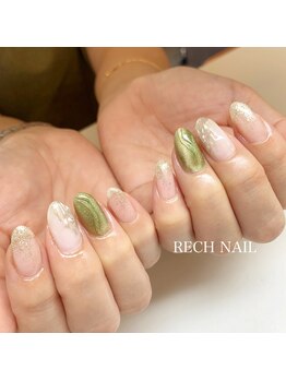 レッシュネイル サロンアンドスクール(RECH NAIL salon&school)/ニュアンスグリーン