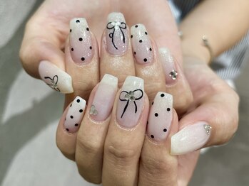 プロテア(protea)/リボン×ドットネイル