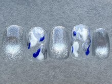 ネイルメゾン 天神店(NAIL MAISON)/ブルーホワイトうねうね￥5500