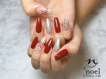 ノエル(Noel)/ボルドー×リボンネイル