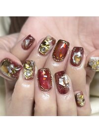 赤系☆ニュアンスネイル