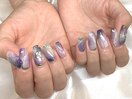 紫の大理石ネイル♪
