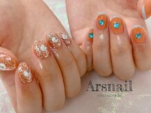 アルスネイル(Ars nail)/ちぐはぐグリッターハートネイル