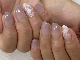 【山崎】手描きお花ネイル