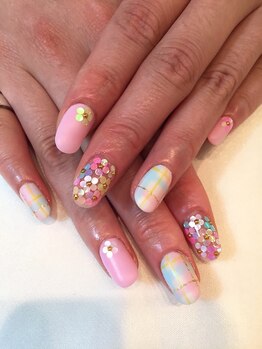 ネイルサロン ドレリッチ 大宮店(drerich)/マットチェックホロフラワー